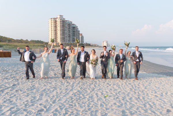 Bridal party walking down the beach - Grande Dunes Ocean Club - Myrtle Beach