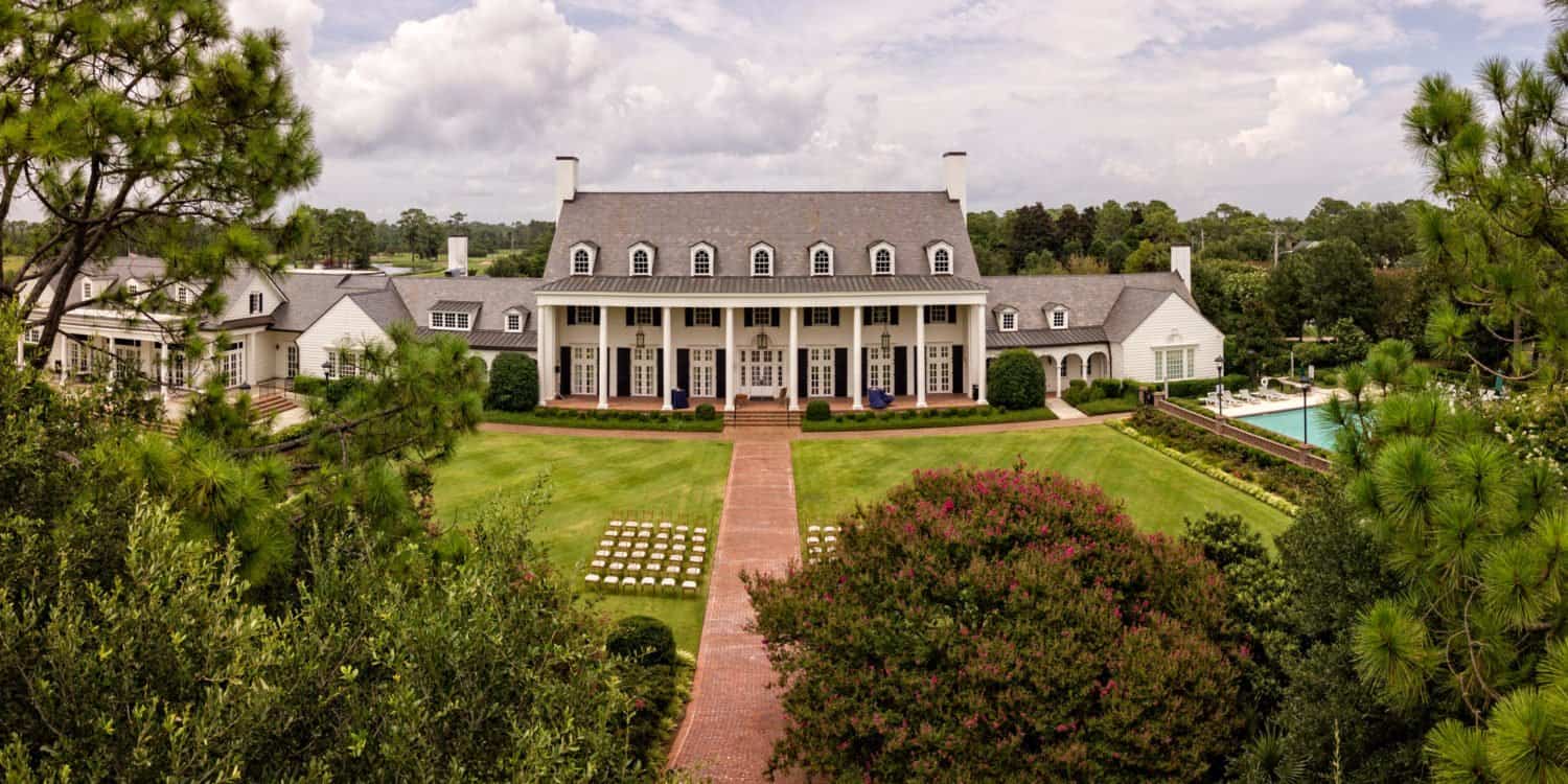 Drone aerial photography of the wedding ceremony location - Pine Lakes Country Club