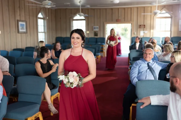 Bridesmaids walking to the ceremony - Pawleys Island Chapel