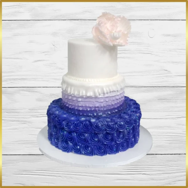 Purple ombre rosette wedding cake